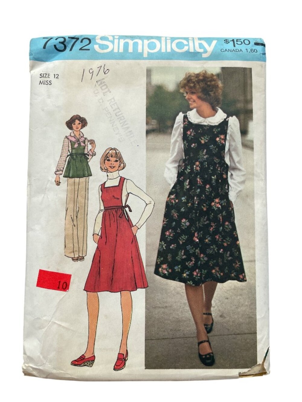 Vintage 70s Simplicity 7372 Sewing Pattern Size 12 Jumper Or Top & Blouse CUT